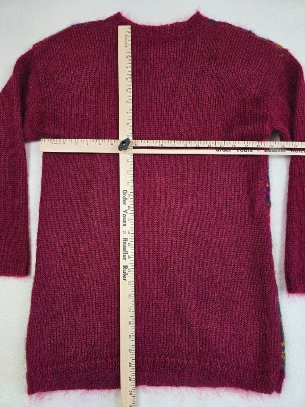 Vintage Michelle Stuart Mohair Wool Blend Tunic Sweater Bold Abstract Design - Picture 4 of 4